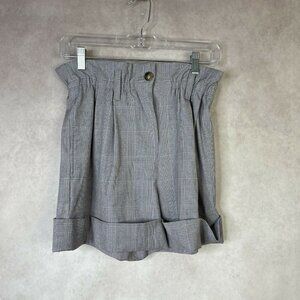 Sunday Best Aritzia Plaid Gray Aki High Rise Paper Bag Waist Shorts Size 2